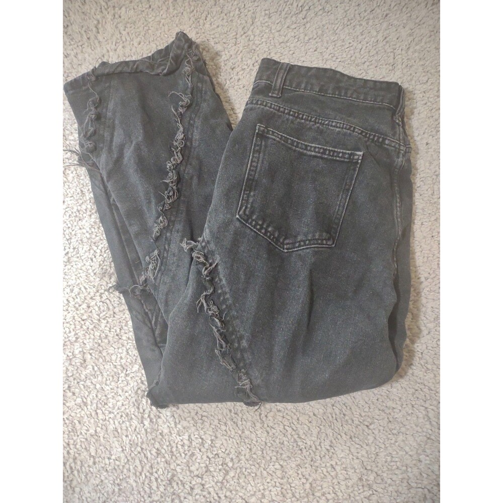 Manfinity Black Frayed Jeans Sz M Grunge Punk Y2K